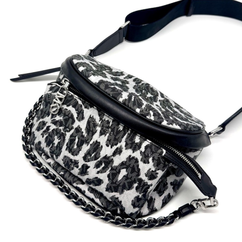Michael Kors Medium Slater Sling Pack Chain Messenger Crossbody Bag Black Multi